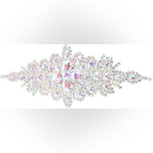 Elegant Silver Crystal AB Embellishment Applique Belt Trim Costume Gown